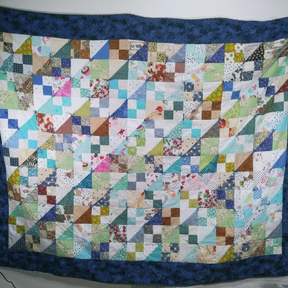 Quilt Handmade Stars & Stars Multicolor/Pattern 55.75" by 73"  Rare